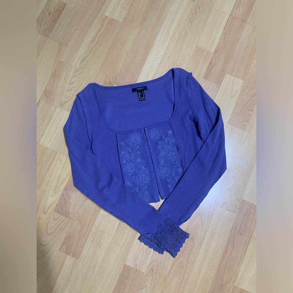 Forever21 long sleeve cropped corset top